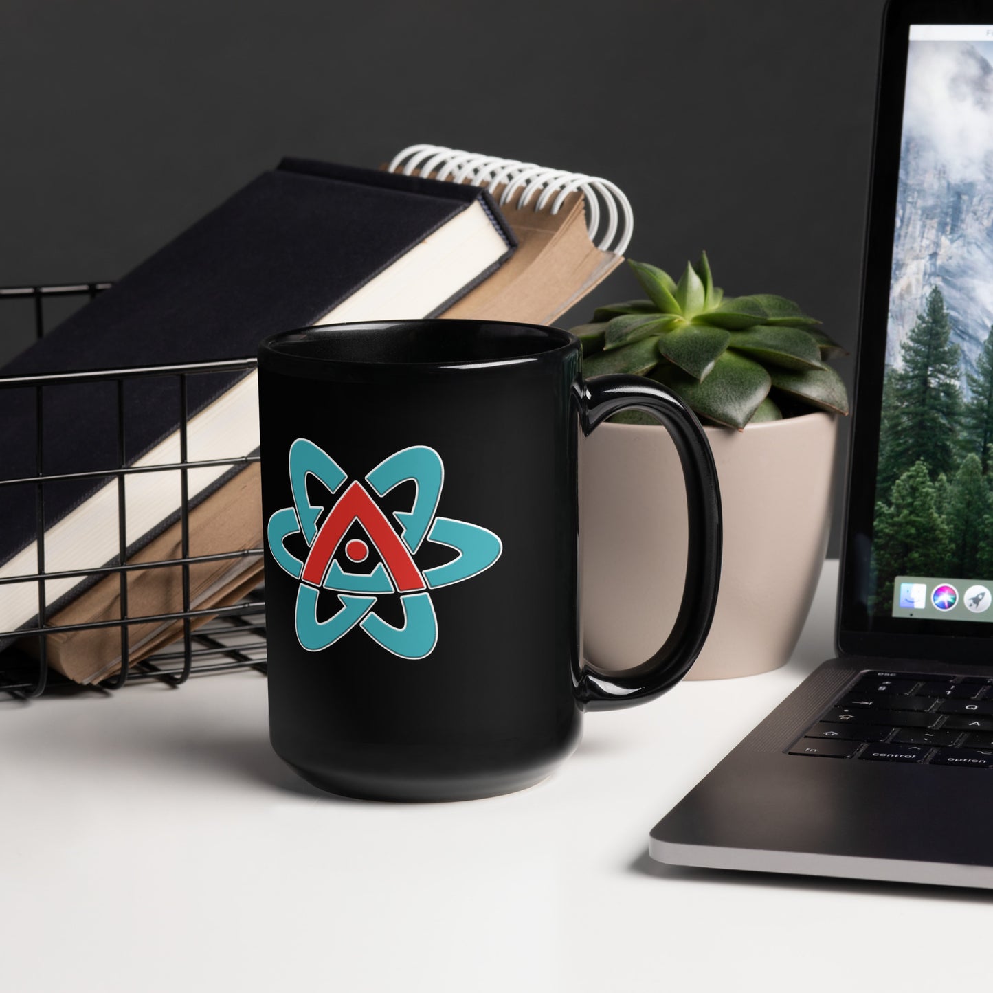 Atomic Logo Black Glossy Mug