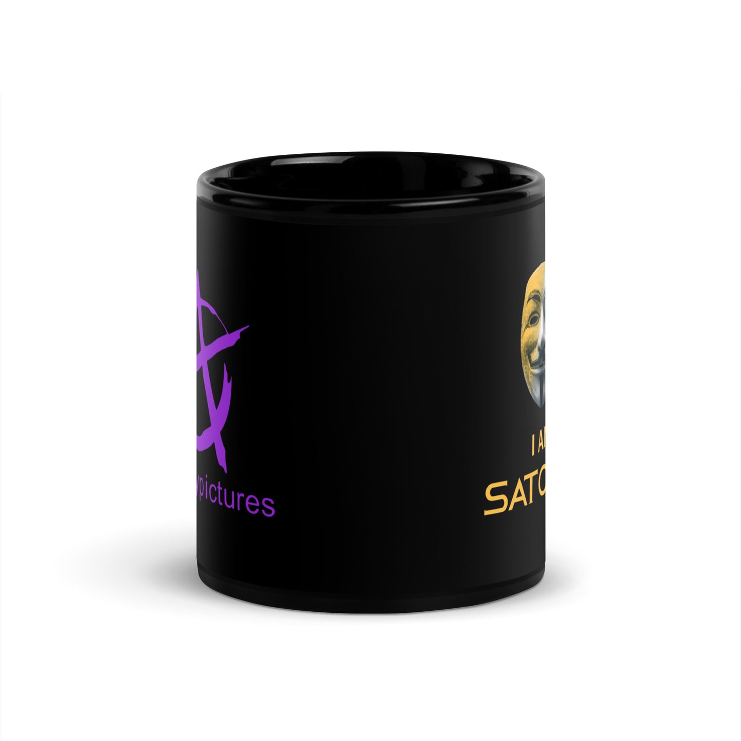 Satoshi/Anarchy Pictures Black Glossy Mug